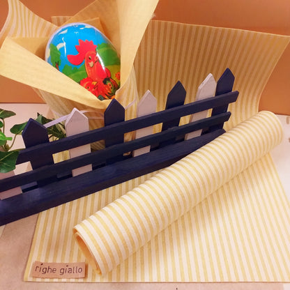 righe giallo pannolenci feltro stampato tessuto stoffa per cucito creativo gnomi fiocco nascita lavoretti pasquali primavera confezionamento packaging uovo centrotavola