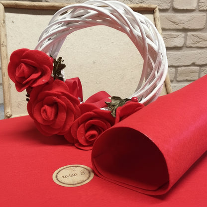 pannolenci morbido tessuto di feltro rosso tinta unita uso lavoretti creativi natalizi ghirlande fiori rose hobbistica natale cucito creativo patchwork