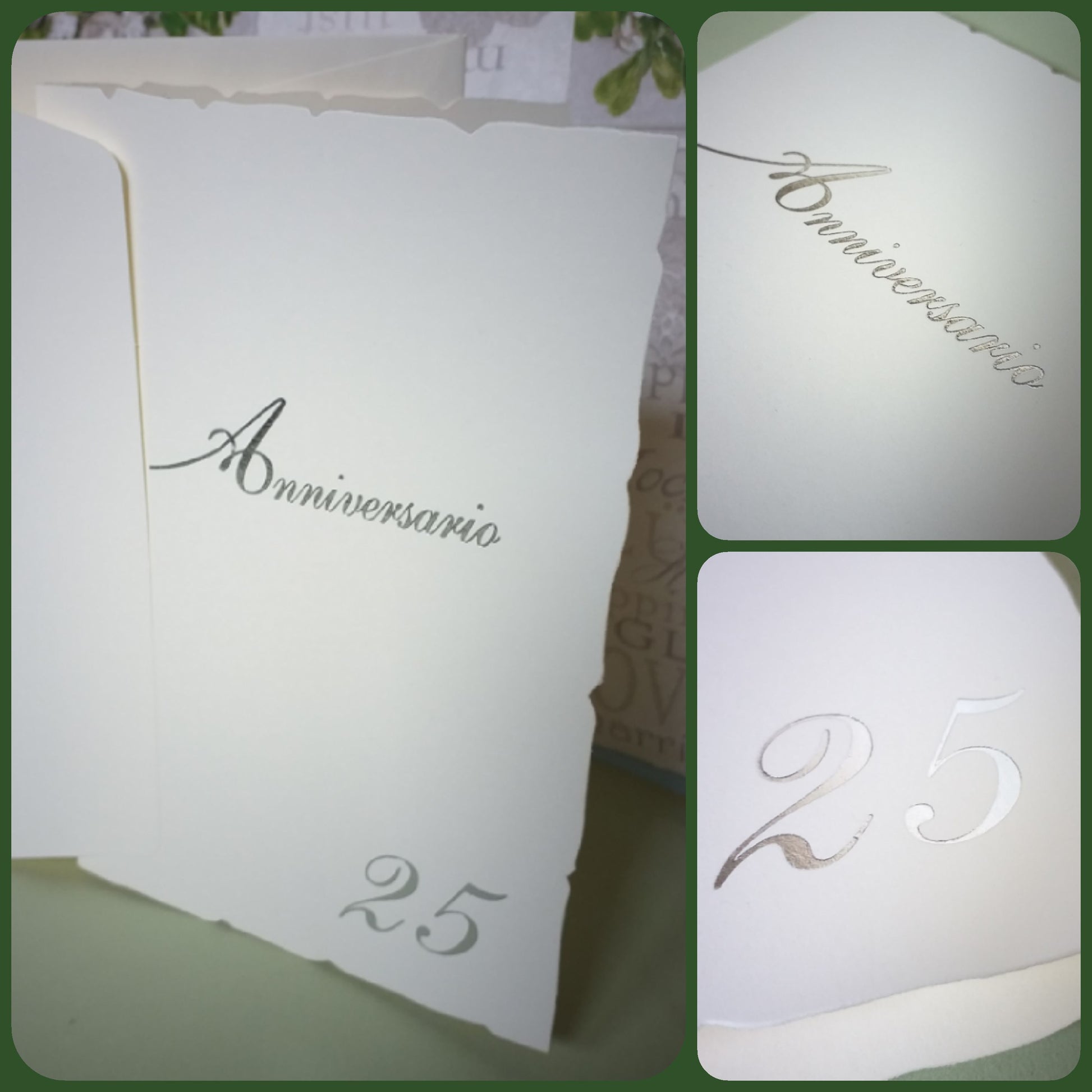 25° anniversario matrimonio partecipazioni biglietti di invito con busta per nozze d'argento