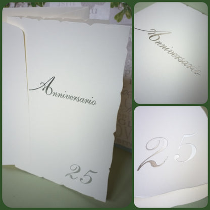 25° anniversario matrimonio partecipazioni biglietti di invito con busta per nozze d'argento