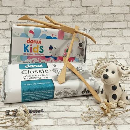 darwi kids e classic panetti pasta bianca argilla da modellare senza cottura all'aria per attività creative lavoretti bambini kit con spatole da modellismo