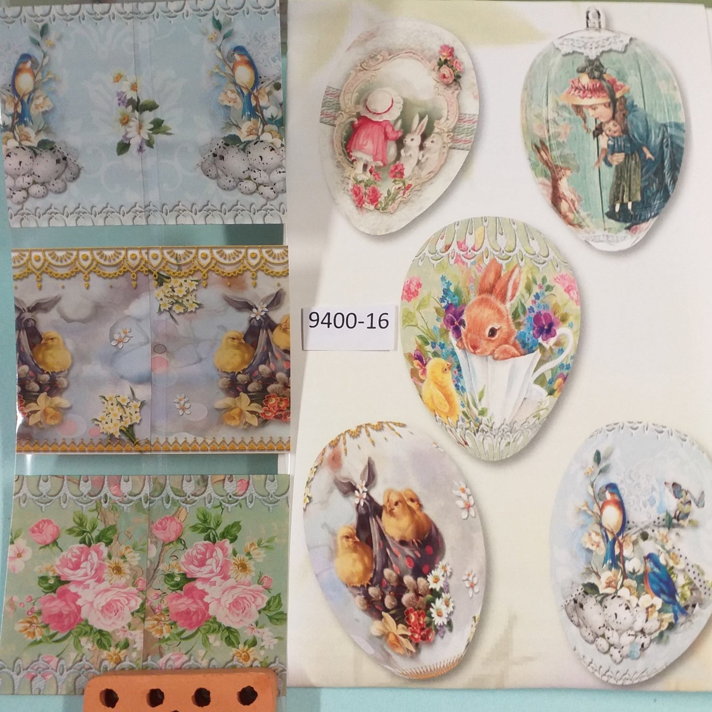 uccellini pulcini fiori assortimento romantica gioiosa Pasqua figurine tubolari fascette di pellicola termoretraibile trasferibili découpage termomodellabile uso per uova plastica vetro plexiglass acrilico ceramica di gallina cera