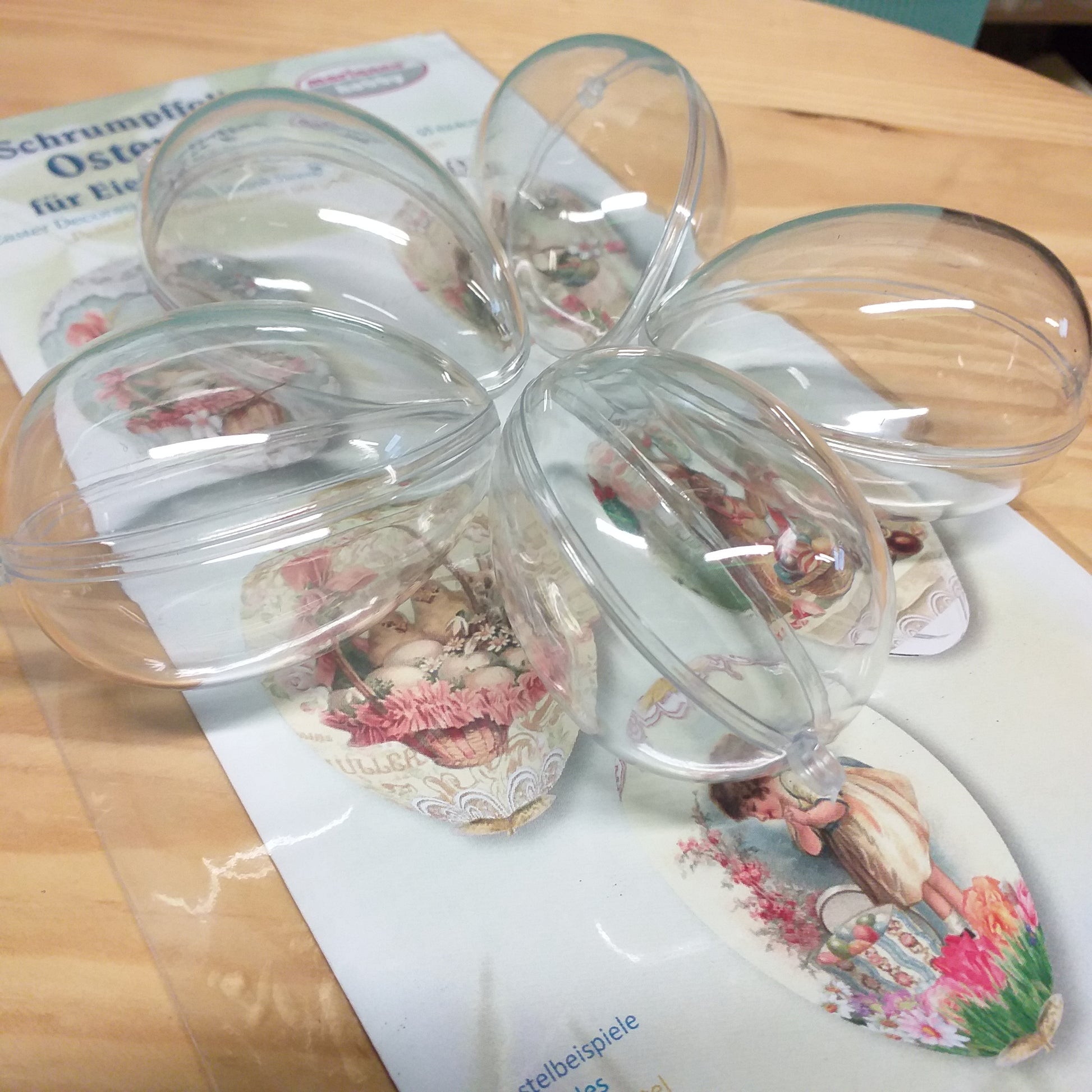 Kit 5 tubolare di pellicola termoretraibile fascette da découpage e uova di plexiglass plastica trasparente apribili divisibili coniglietti pasquali pulcini ovetti