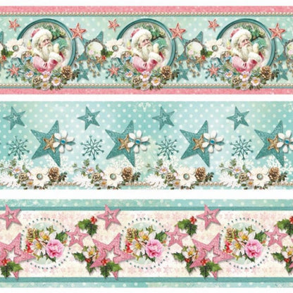 Babbo Natale vintage shabby chic stelle fiori figurine pellicola termoretraibile fascetta termomodellabile termoformabile uso découpage natalizio su plastica vetro plexiglass