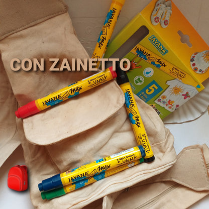 Idea regalo pennarelli tessili javana per tessuto stoffe chiare con zainetto ragazza colori indelebili confezione gift