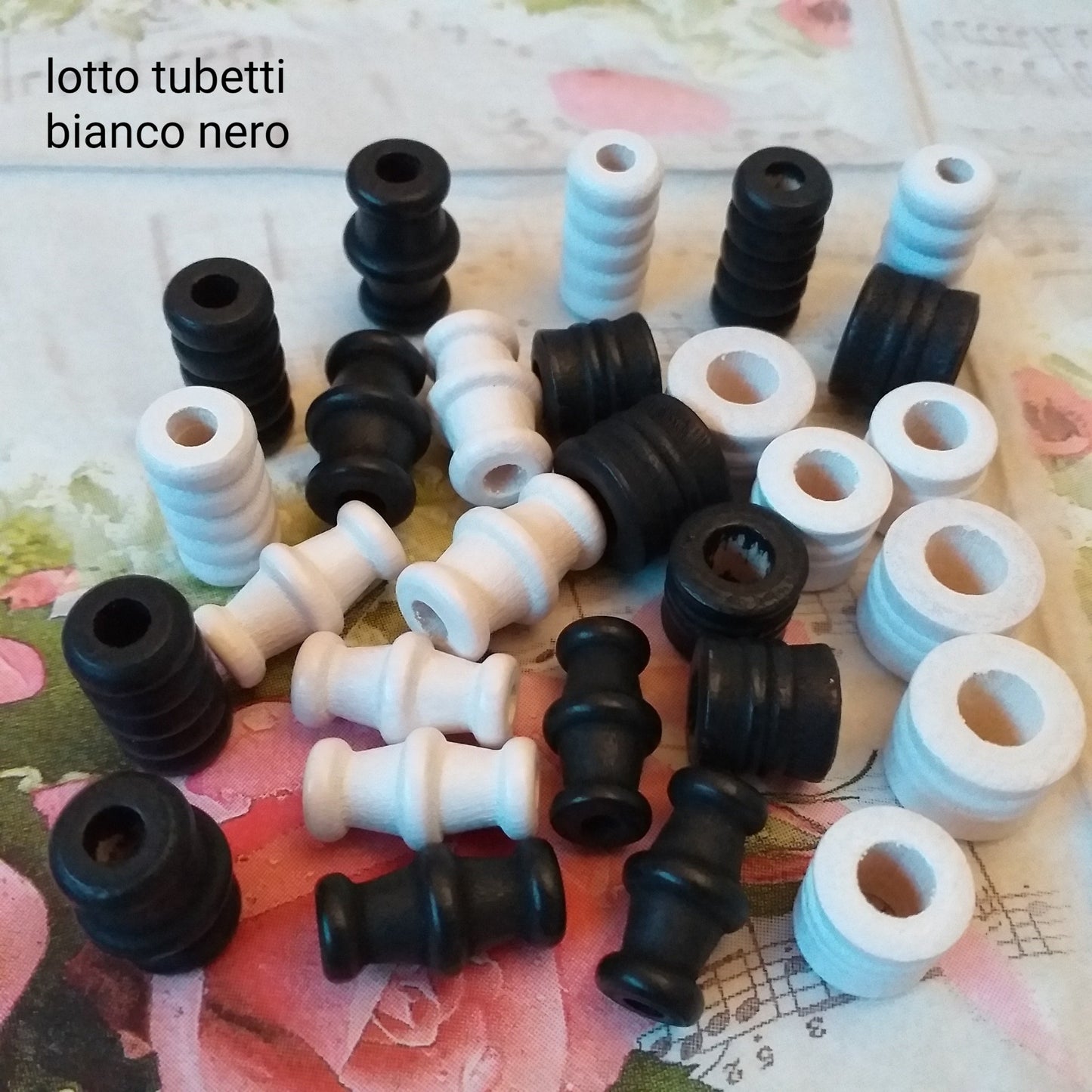 perle bianche nere tubetti dadi di legno con foro grande per bracciale collana di fettuccia uncinetto corda macramè arazzi da parete portapiante cordino