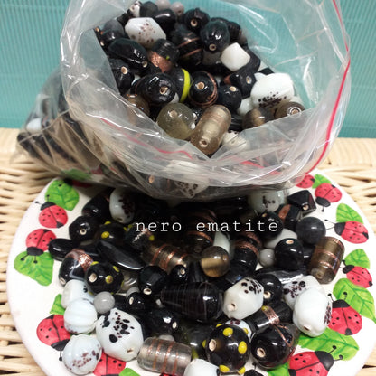 vetro nero ematite vendita 1 kg perle miste sfuse a chilo colorate per bigiotteria fai da te bijoux collane