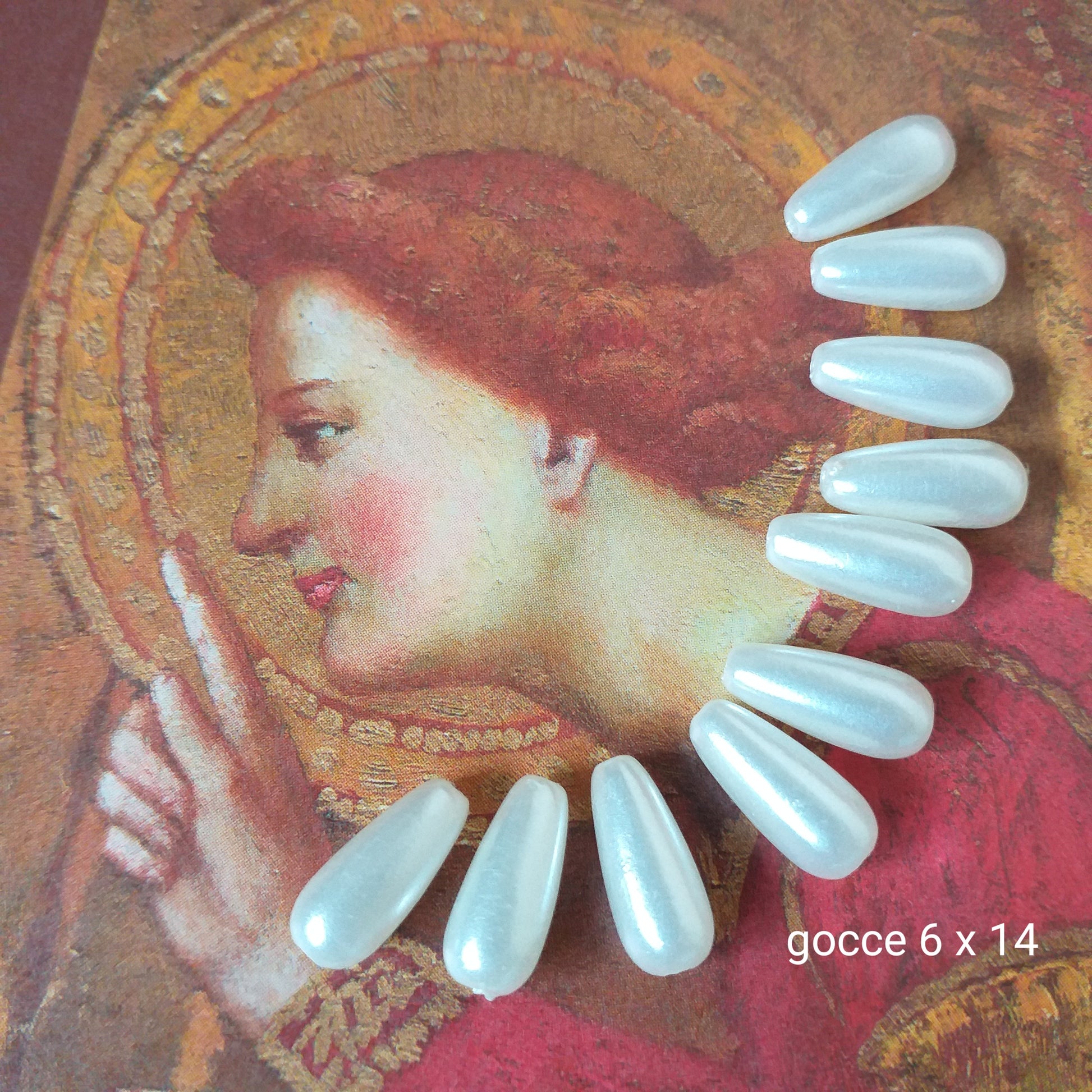 stock vendita 10 gocce bianche perle plastica cerate fai da te gioielli biedermeier bijoux bigiotteria di perline