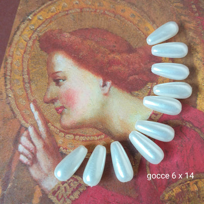 stock vendita 10 gocce bianche perle plastica cerate fai da te gioielli biedermeier bijoux bigiotteria di perline