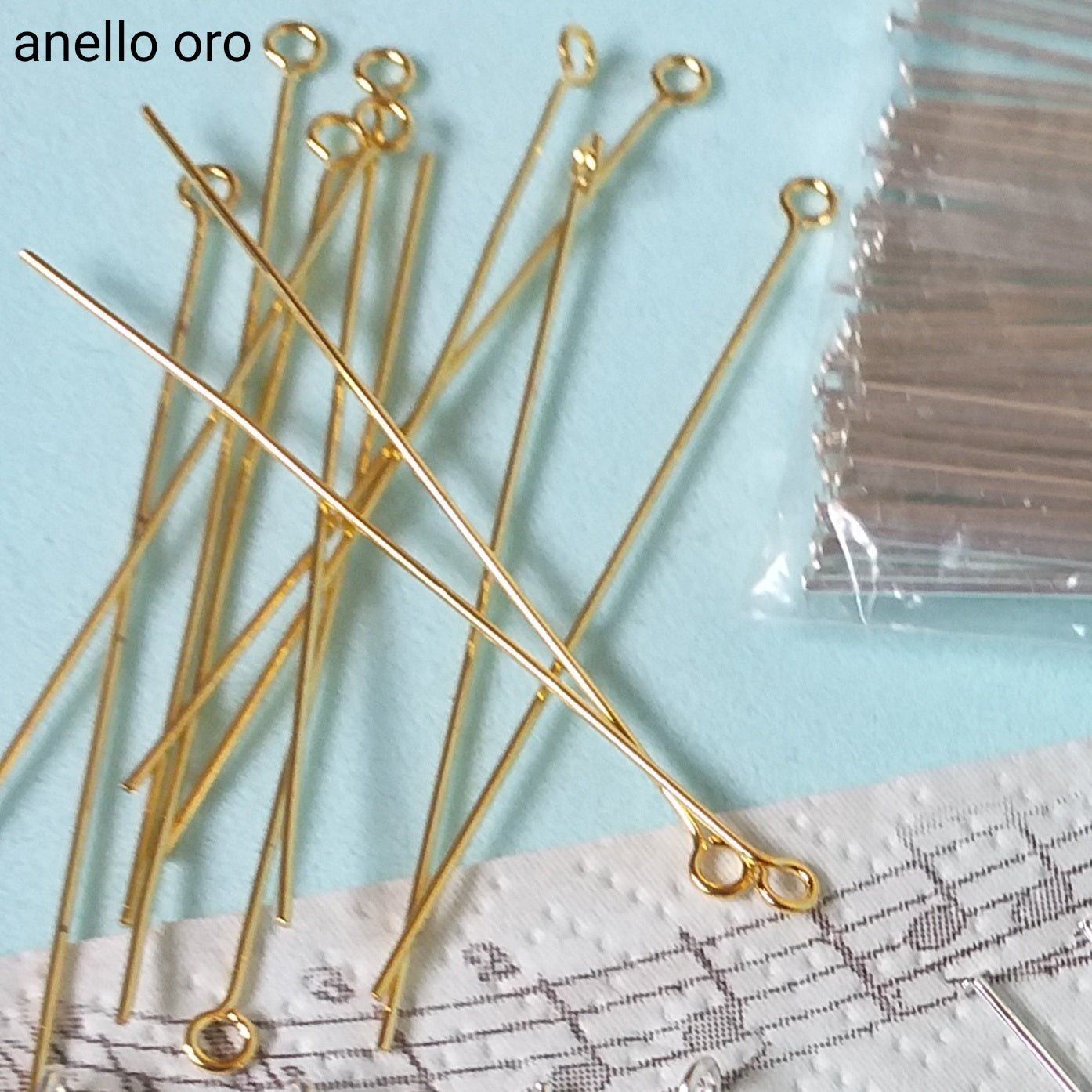 aghi con anello asola perni chiodi creazione gioielli bigiotteria orecchini colore oro anellino