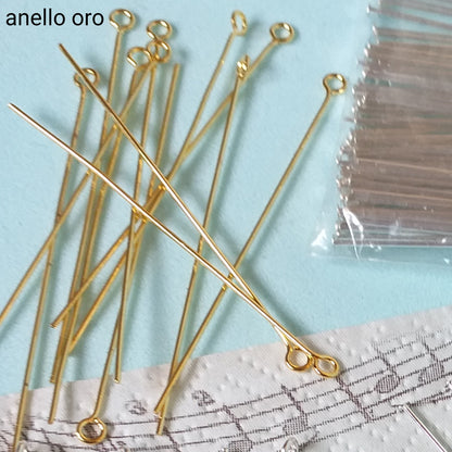 aghi con anello asola perni chiodi creazione gioielli bigiotteria orecchini colore oro anellino