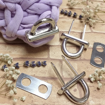 colore argento 20 x 15 mm accessori minuteria di ponti a 2 componenti per borse fai da te uncinetto attacchi ponticelli con alette pieghevoli per manici tracolla