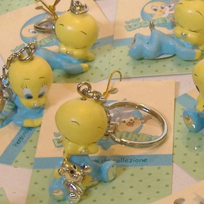 personaggi da collezione Titti Looney Tunes pulcini animaletti bambini con portachiavi