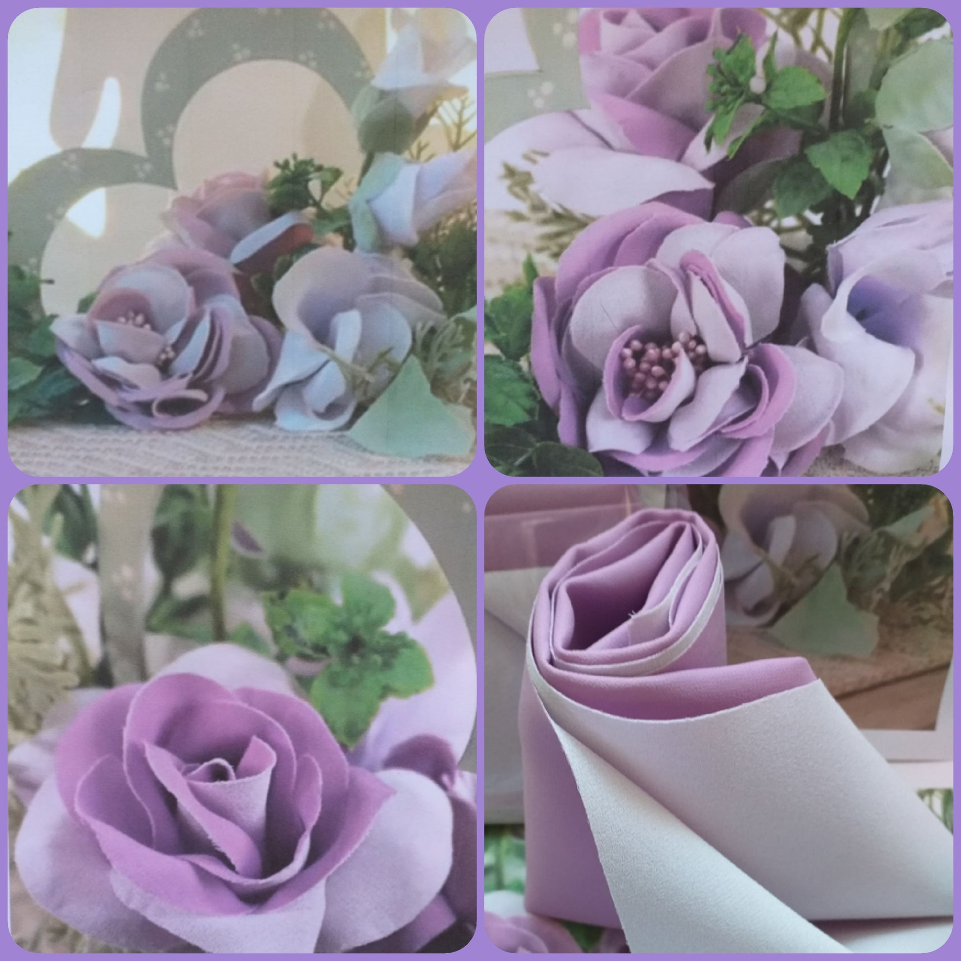 idee creare fai da te con stoffa tessuto termoformabile termomodellabile termico primette renkalik creare rose fiori girasole con stampi per Fommy Natale e primavera colore lilla