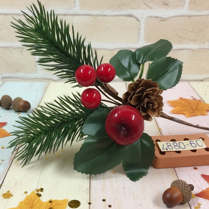 Bacche rosse grandi pino pigna mela foglie frutta artificiale decorazioni Natale vetrine casa bricolage bomboniere hobby creativi fai da te uso addobbi arts crafts materiali hobbistica chiudipacco regalo natalizio packaging
