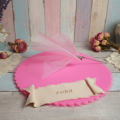 rosa bimba tulle fai da te bomboniere velo di fata centrini smerlati rotondo cerchi per confezionare confetti ad uso hobbistica cucito creativo bambole