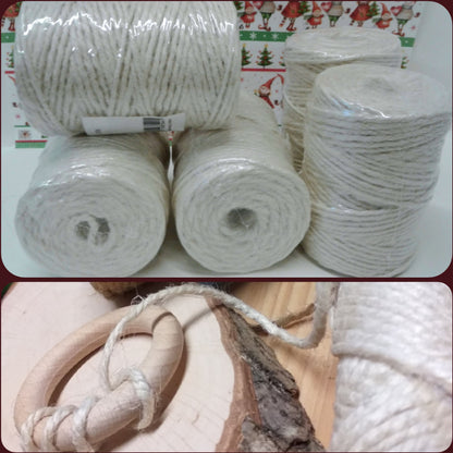 juta panna corda sbiancata di cordoncino, uso hobby spago cordino per uncinetto borse lavoretti creativi hobbistica packaging bomboniere confezionamento shabby chic rustico
