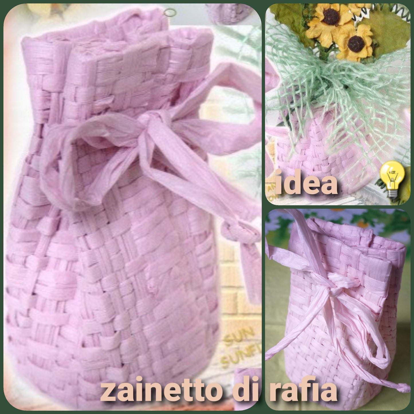 zainetto di sacchetti portaconfetti economici e particolari borsette shopper di rafia lilla per bomboniere idea girasoli e juta