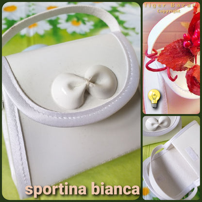 vernice bianca sacchetti portaconfetti economici e particolari borsette shopper, idea rose e frutta