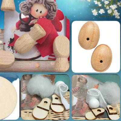 Piedi bambole basi legno mezzo uovo kit accessori sagome mani pupazzi