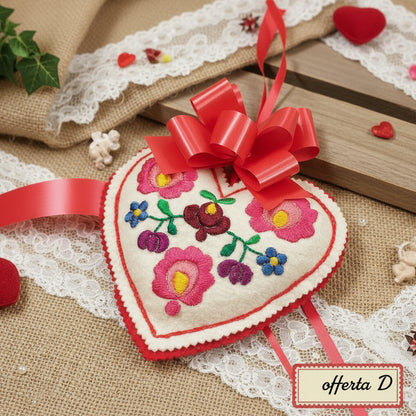 cuore pannolenci shop online offerte stock vetrina San Valentino idee regalo economiche originali particolari artigianali per lei e lui festa innamorati 14 febbraio love confezione packaging fiocco