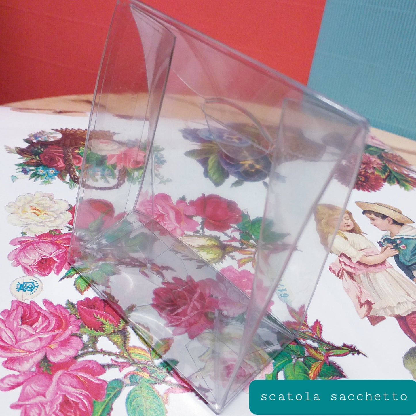 shopper sacchetto scatoline fai da te bomboniere scatole di plastica pvc acetato trasparenti uso confezioni piccoli regali souvenir packaging natale pasqua