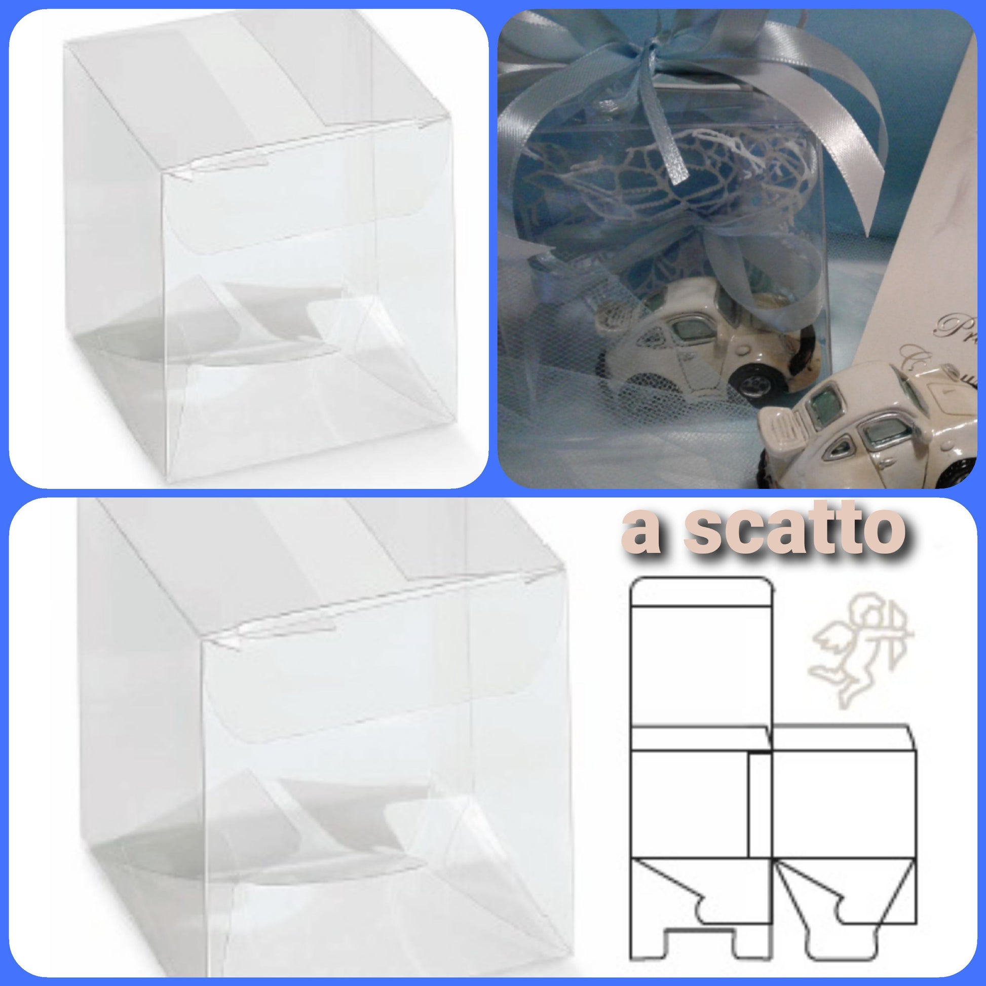Cartai Scatole trasparenti bomboniere scatoline portaconfetti in pvc acetato a scatto