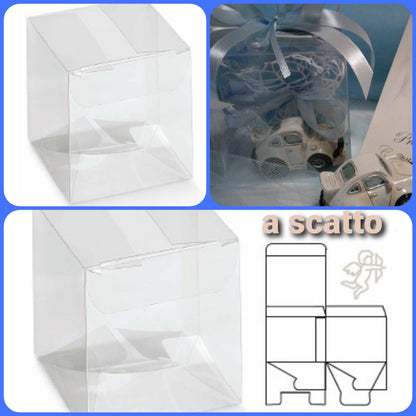 Cartai Scatole trasparenti bomboniere scatoline portaconfetti in pvc acetato a scatto