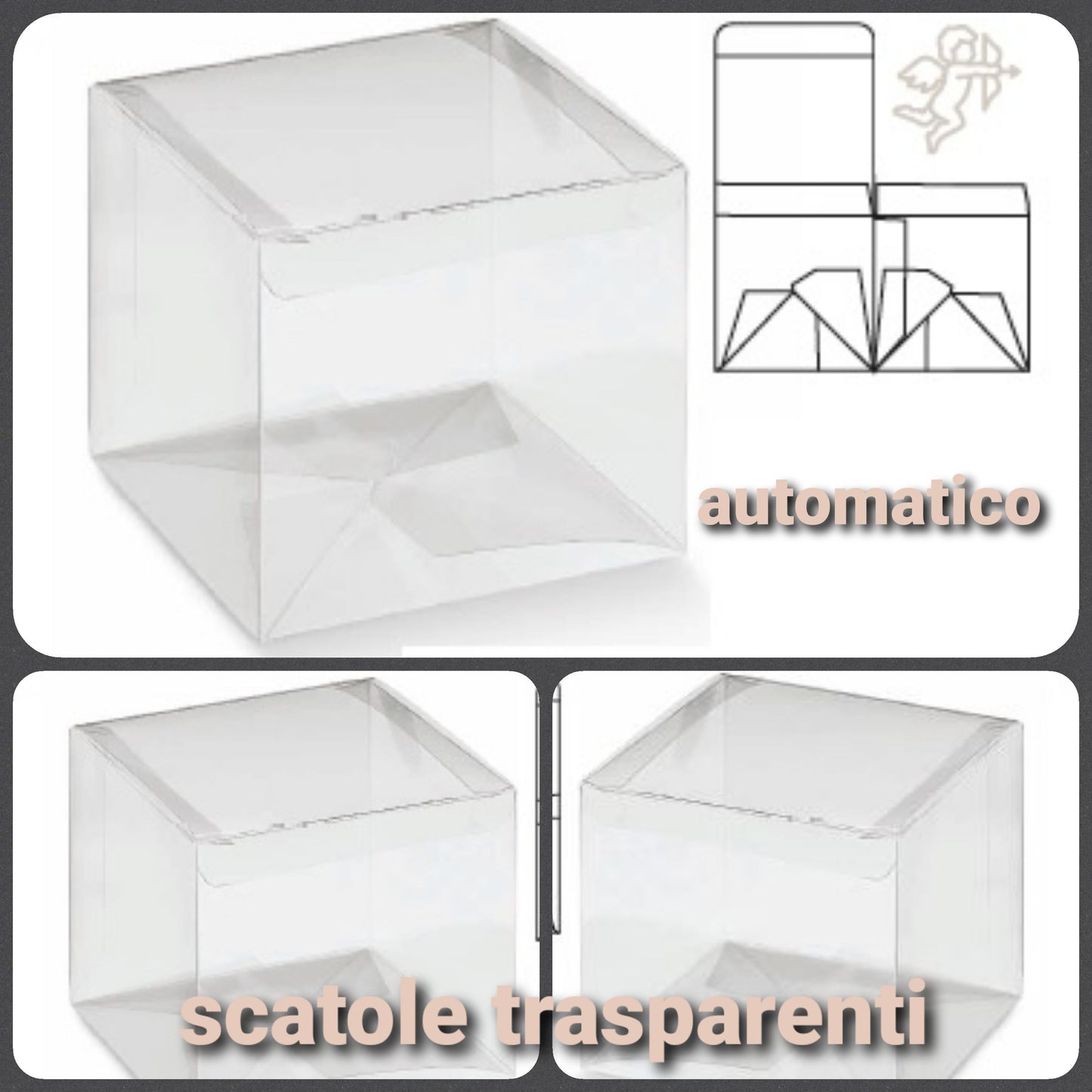 Cartai Scatole trasparenti bomboniere scatoline portaconfetti in pvc acetato automatico