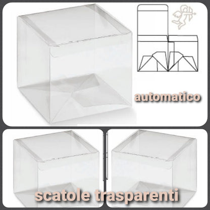 Cartai Scatole trasparenti bomboniere scatoline portaconfetti in pvc acetato automatico