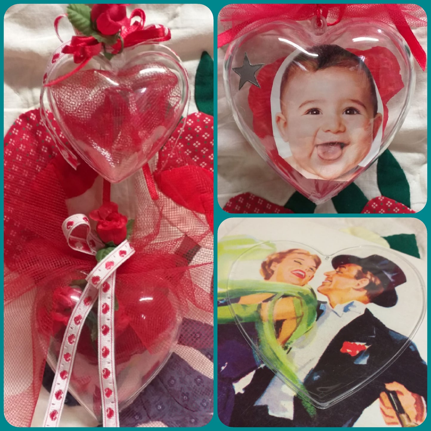 idee scatoline forme cuori plastica di acrilico apribili divisibili trasparenti plexiglass per hobby creativi confezioni san valentino regalo festa della mamma decoupage fotografia