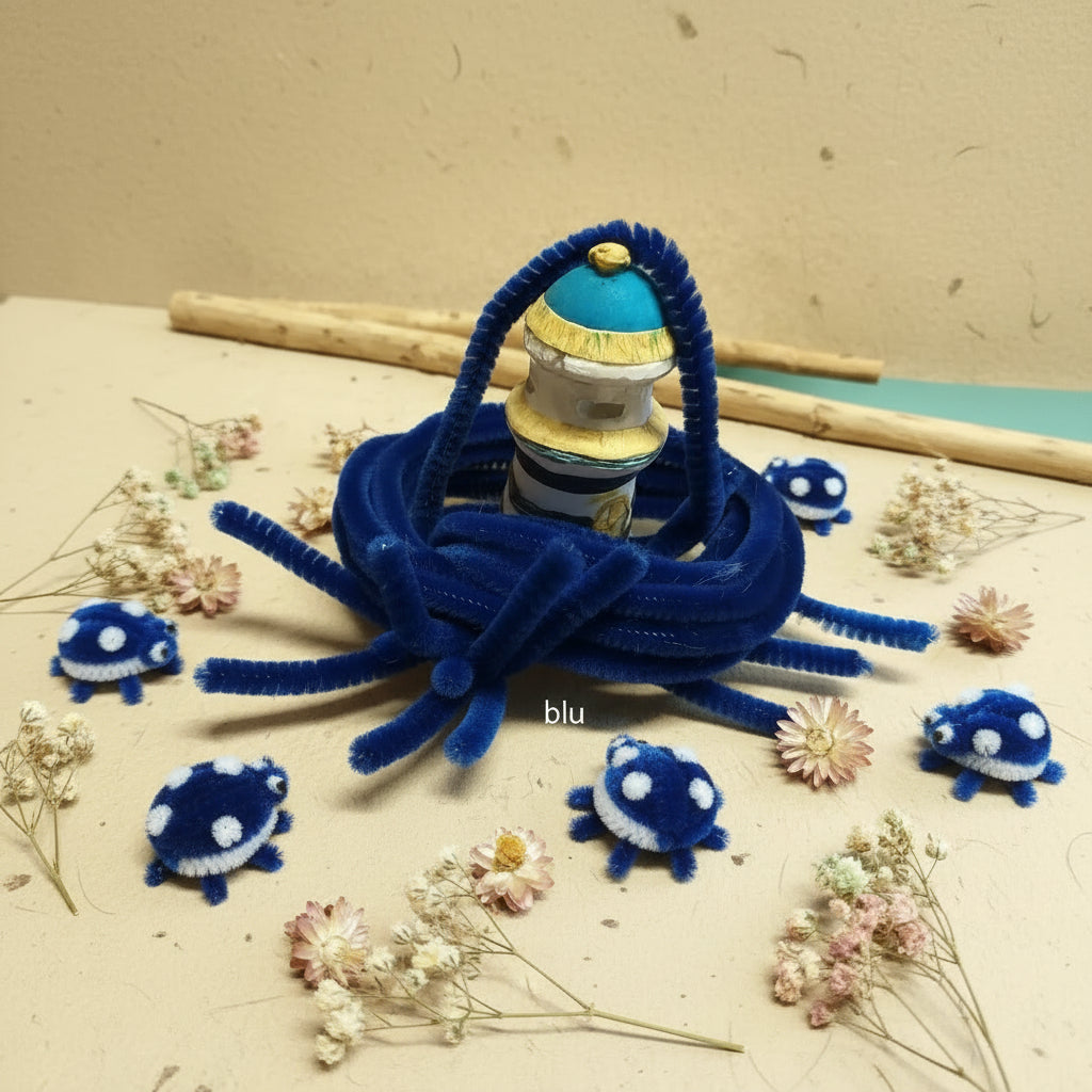 blu marinaio ferretti colorati fili di ciniglia steli gambi modellabili fiori decorativi scovolini anima metallo lavoretti creativi bambini hobby arts crafts