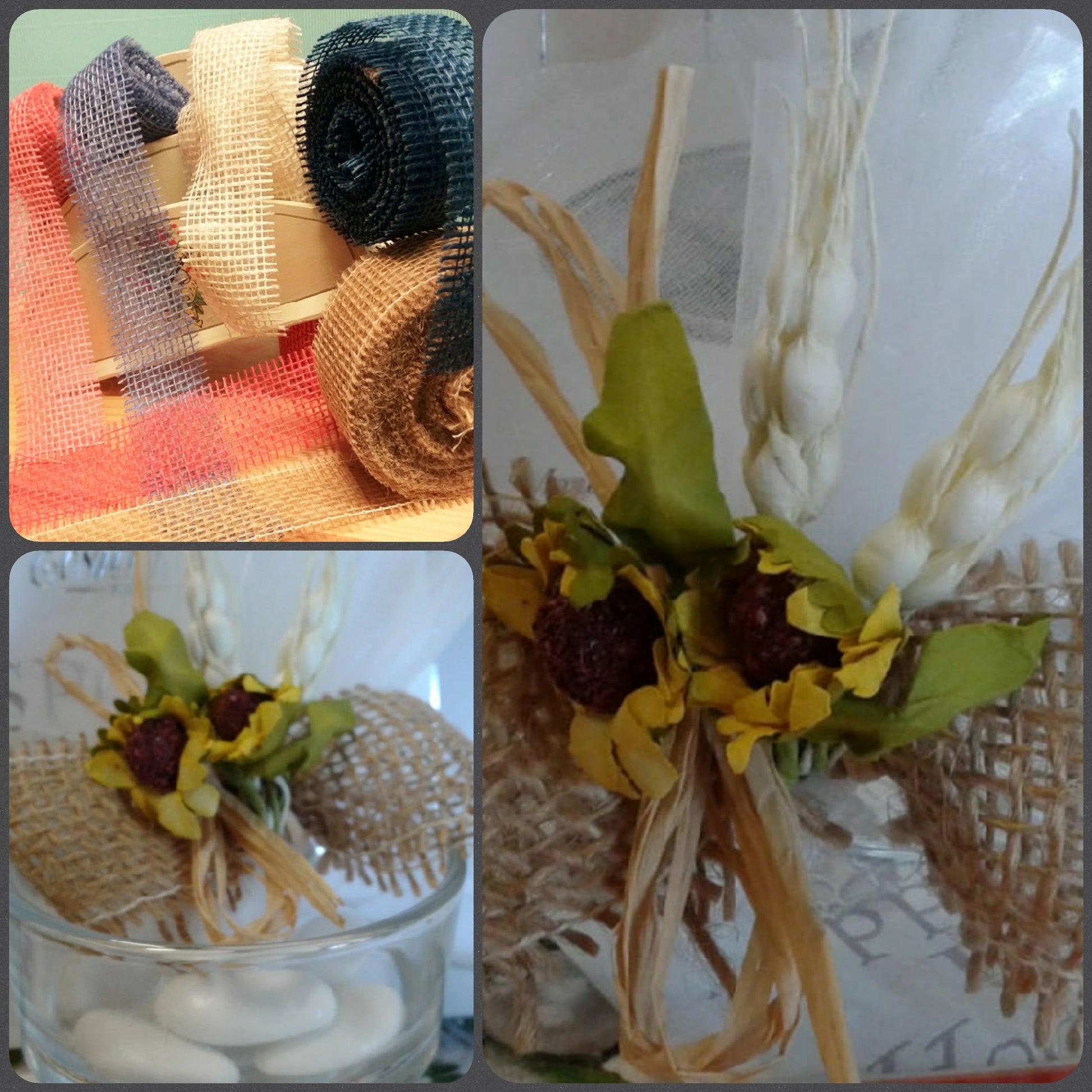 colori nastro juta per segnaposto rustico con girasoli rafia spighe per matrimonio comunione cresima