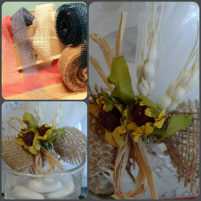 colori nastro juta per segnaposto rustico con girasoli rafia spighe per matrimonio comunione cresima