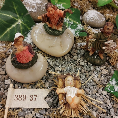 da 2 a 3 cm set Natività Presepe 4 statuine piccole economiche miniatura fai da te Natale statuetta figurina Madonna Gesù Bambino San Giuseppe pastore pecora