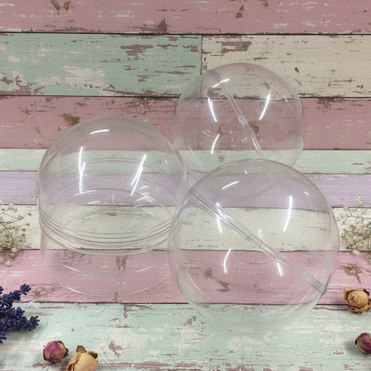 16 cm negozio online palline plastica trasparente apribili divisibili sfere aperte grandi piccole Natale da decorare riempire confezionare per packaging regali albero addobbi decorazioni