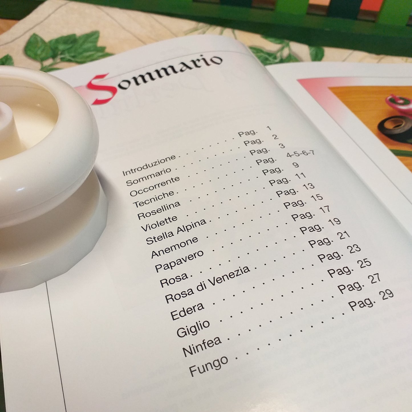 kit yoyo infilaperle retro copertina manuale rivista fiori di perline Stafil sommario introduzione tecniche rosellina violette stella alpina anemone papavero rosa di Venezia edera giglio ninfea fungo di perle