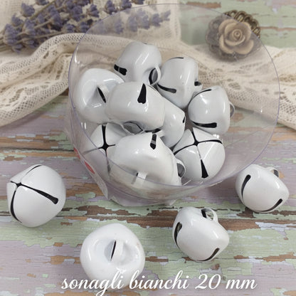 sonagli campanellini tintinnanti natalizi pasquali bianchi uso creare bambole angioletti Natale Pasqua fai da te albero confezioni pacchetti regalo