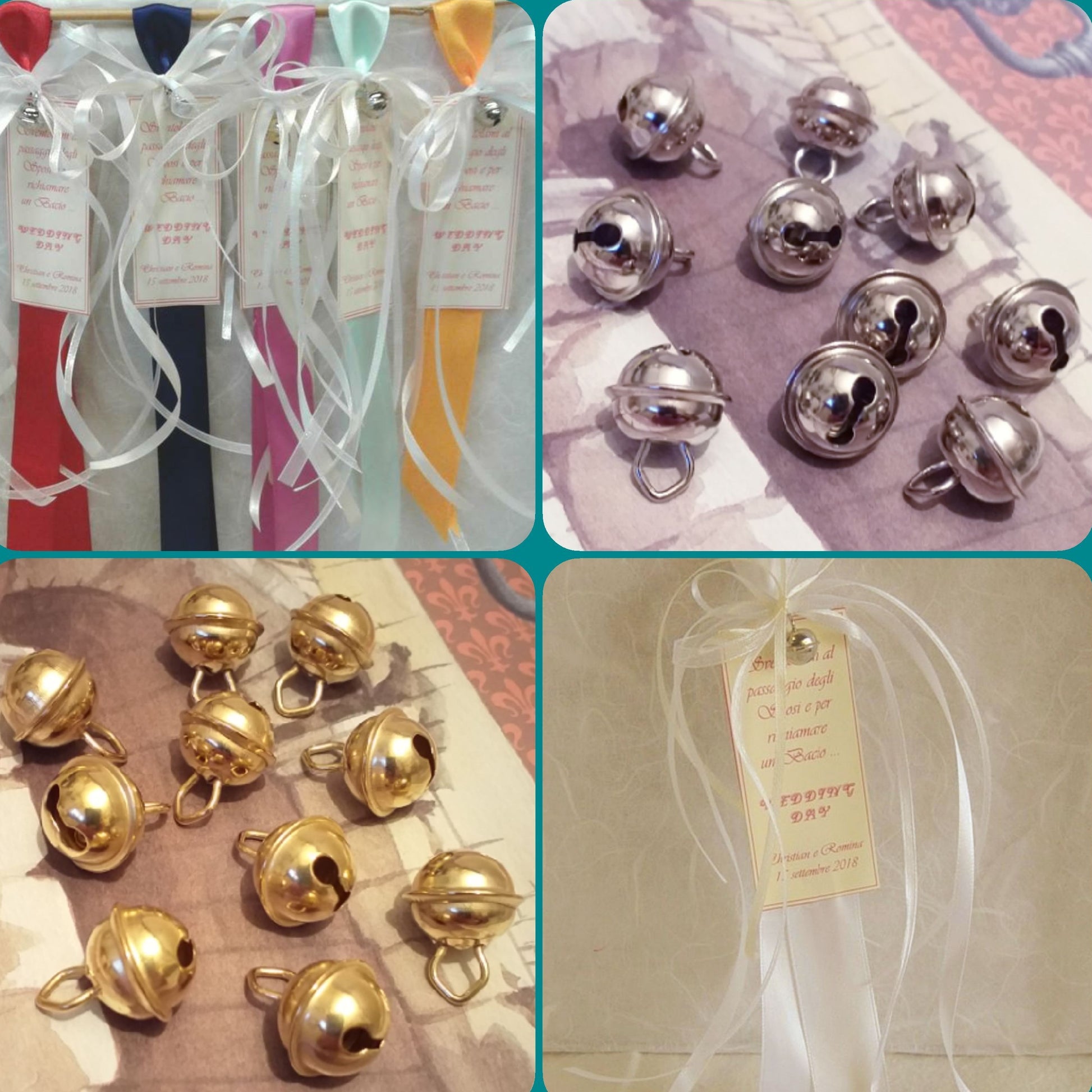 sonagli campanellini metallo tintinnanti per addobbi decorazioni tirabaci chiama angeli matrimonio come creare colore oro argento