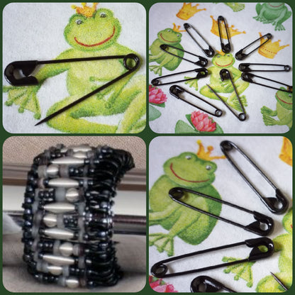 spille di sicurezza da balia componenti accessori basi fai da te bigiotteria hobby creativi colore nero, idea creare braccialetto perline metalliche