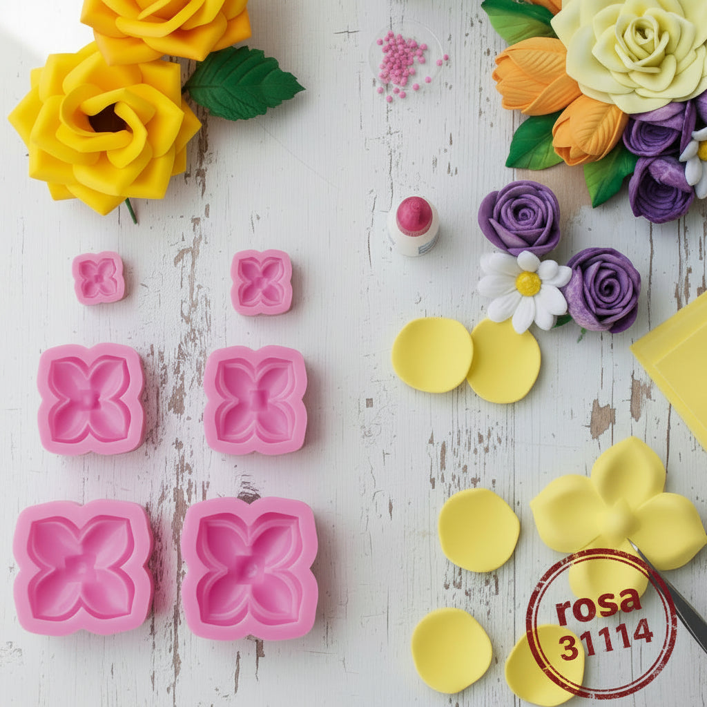 Stampi per fiori di rosa in carta eva moosgummi gomma crepla composizioni floreali decorazioni creazione con fommy modellabile fai da te Pasqua composizioni fioristi Natale