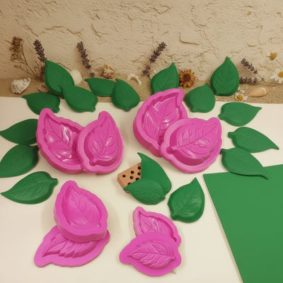 Stampi fommy per foglie fiori kit con gomma crepla verde e formine