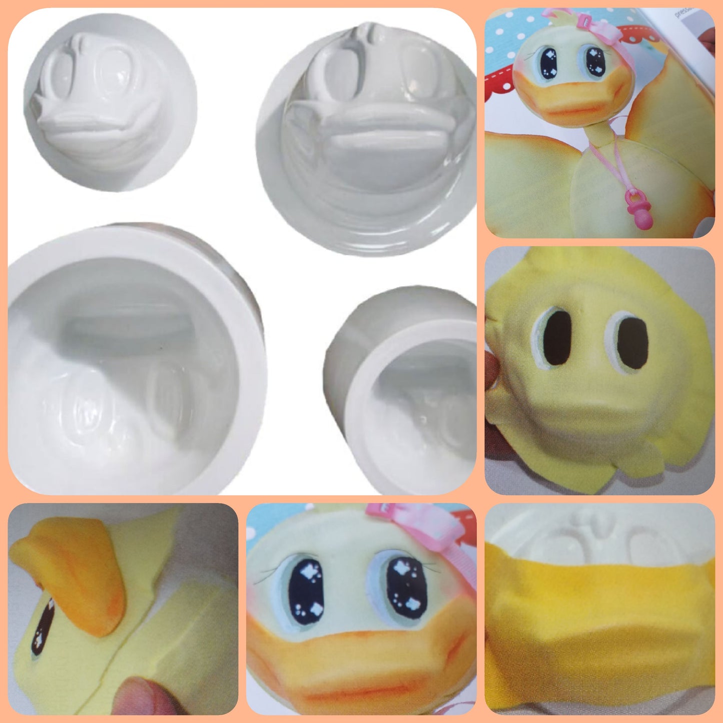 step by step lavori Pasqua fommy gomma crepla Eva foam mousse giallo creazione faccia Paperina pulcino anatra stampi