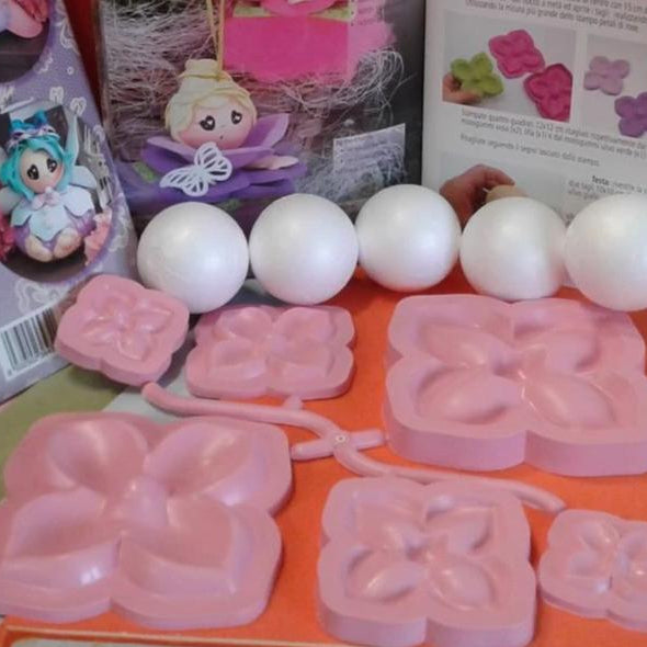 dettagli kit stampi per fommy rose libretto Stafil Fiori petalosi fogli di gomma crepla colorati