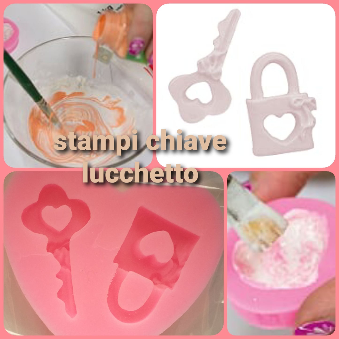 chiave lucchetto cuore stampi per gesso paste polimeriche modellabili step 1 e 2 creazione con polvere ceramica