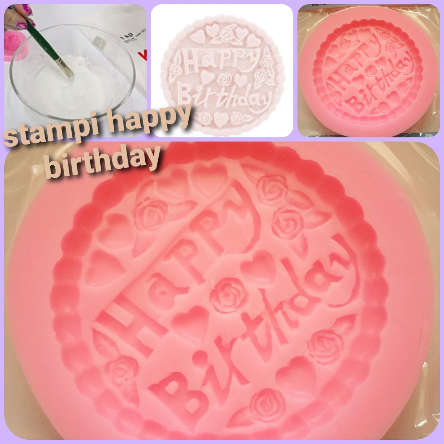 happy birthday stampi compleanno per gesso paste polimeriche modellabili fiori cuoricini e roselline