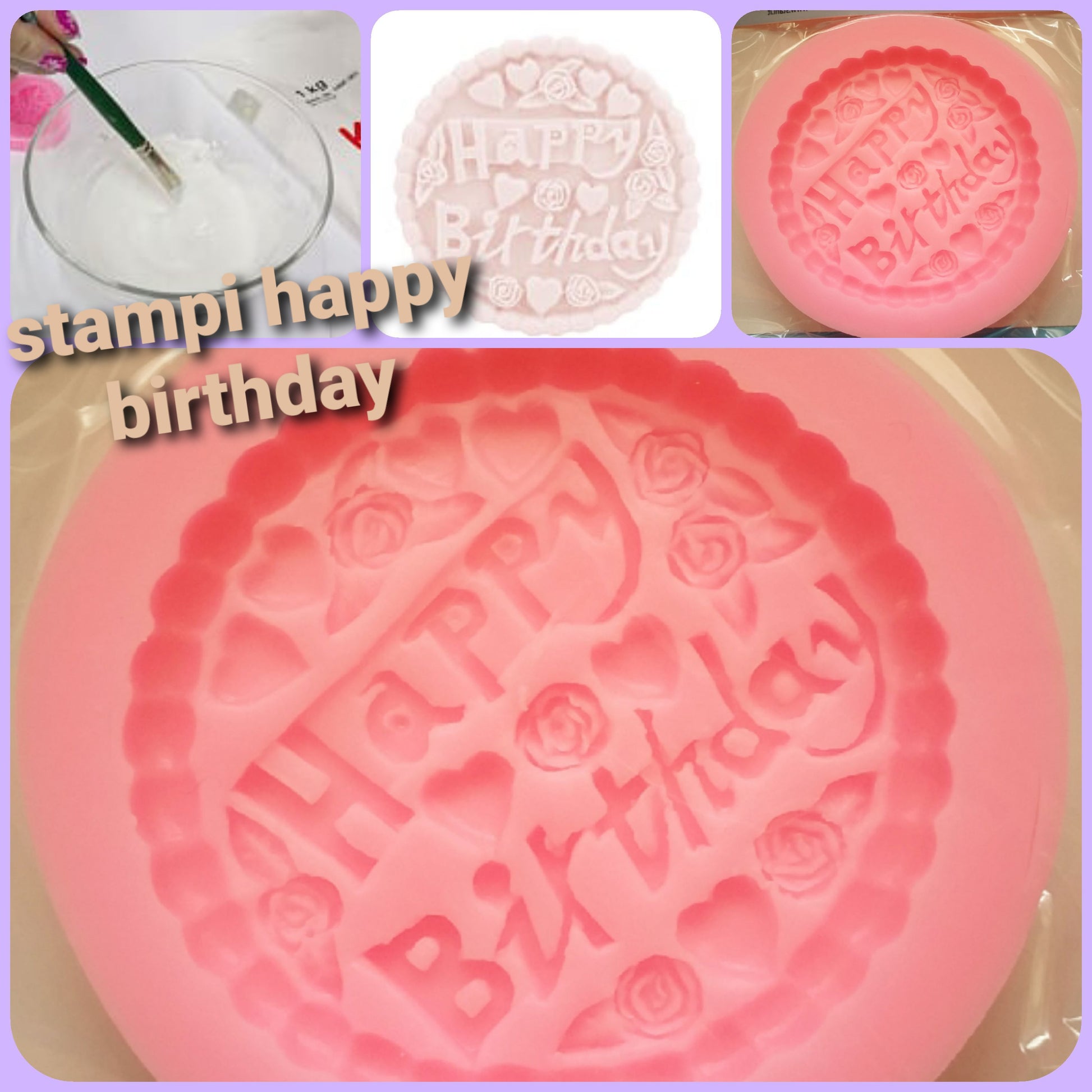 happy birthday stampi compleanno per gesso paste polimeriche modellabili fiori cuoricini e roselline