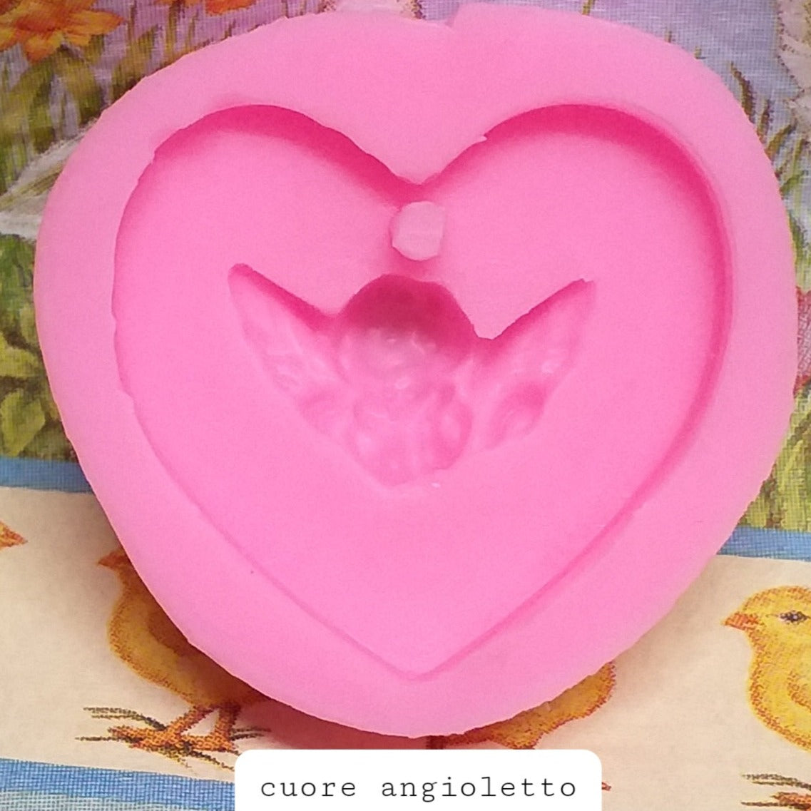 stampi silicone per Fimo Cernit gesso paste modellabili Das sapone cera formina cuore angioletto pasquale