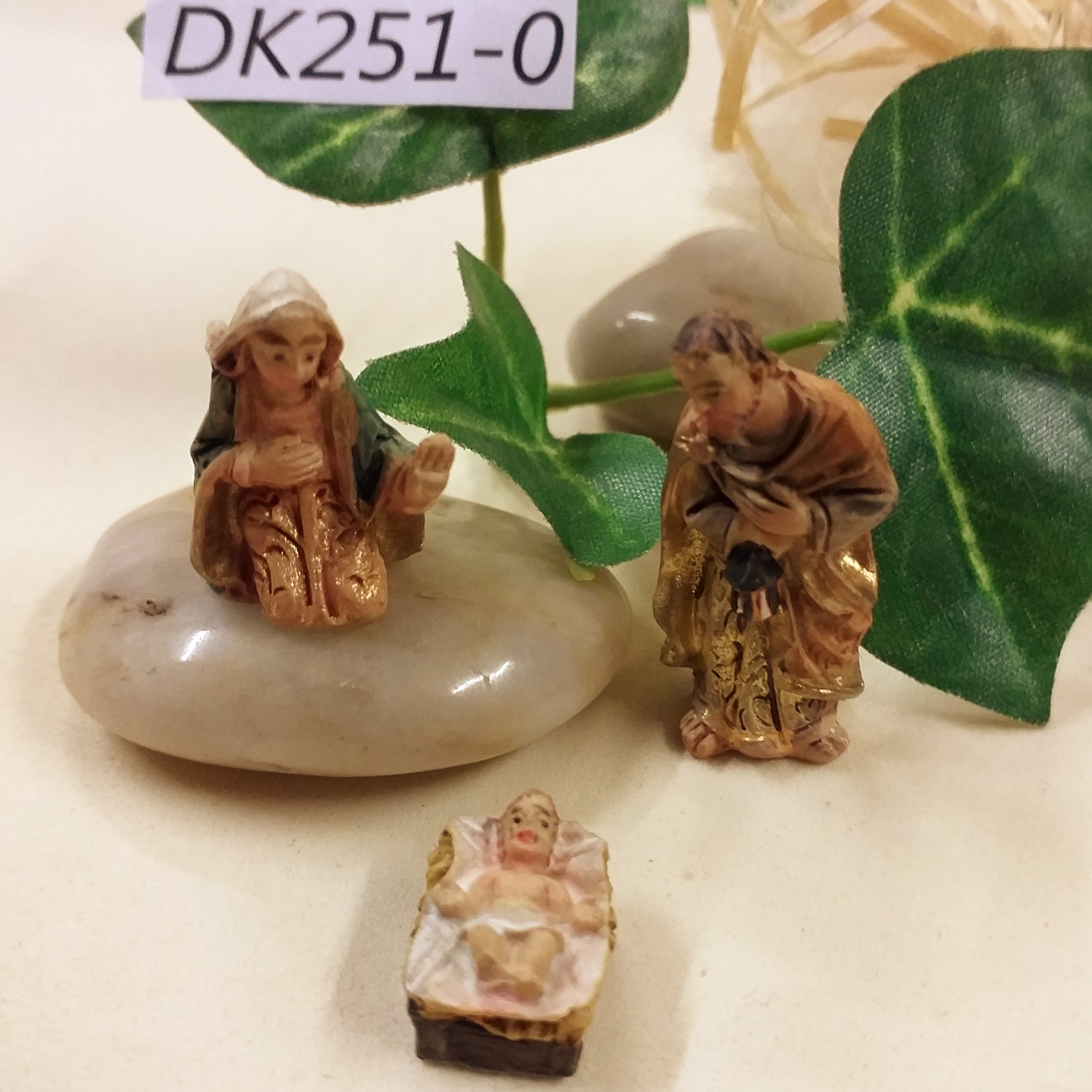 dk251-0 miniature Natività Presepe statuine piccole economiche 3.5 cm grigio policromo tipo legno lavoretti Natale hobbistica composizioni da tavolo idea regalo