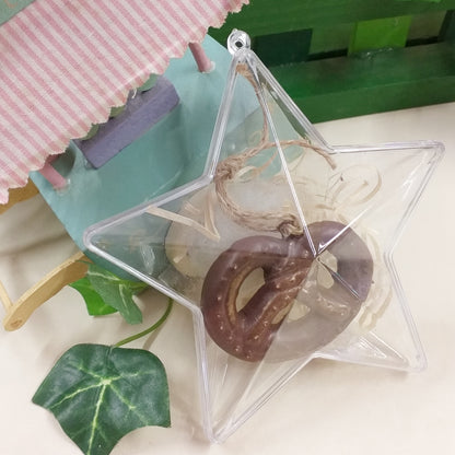 esempio packaging forma stella plastica apribile divisibile trasparente plexiglass per albero Natale uso portaconfetti confezioni cioccolatini dolcetti caramelle regali natalizi